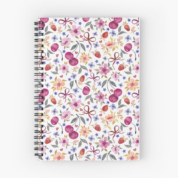 Item preview, Cherries & Florals with Bows and Strawberries - White -Version I designed and sold by THE COLOR ALCHEMY.