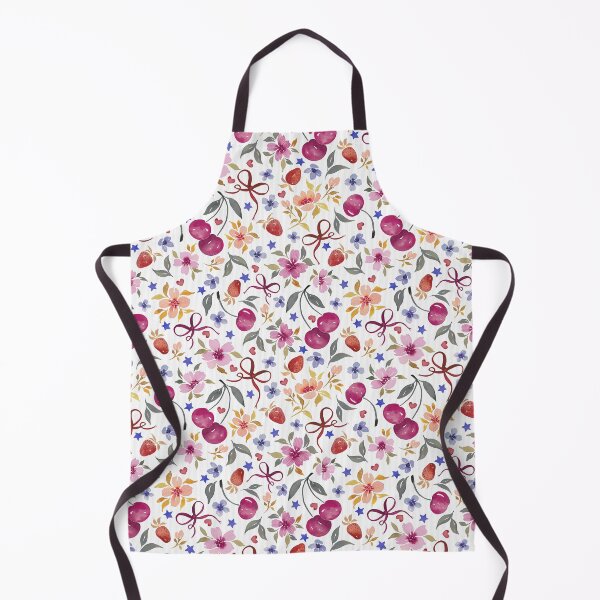 Item preview, Cherries & Florals with Bows and Strawberries - White -Version I designed and sold by THE COLOR ALCHEMY.