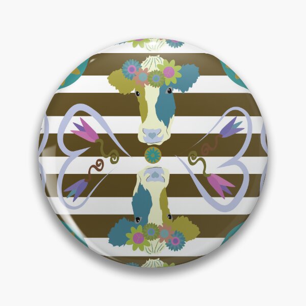 Item preview, Happy Holstein Olive & Teal Duo on Brown Horizontal Stripe designed and sold by Digitalmyth's Designs.