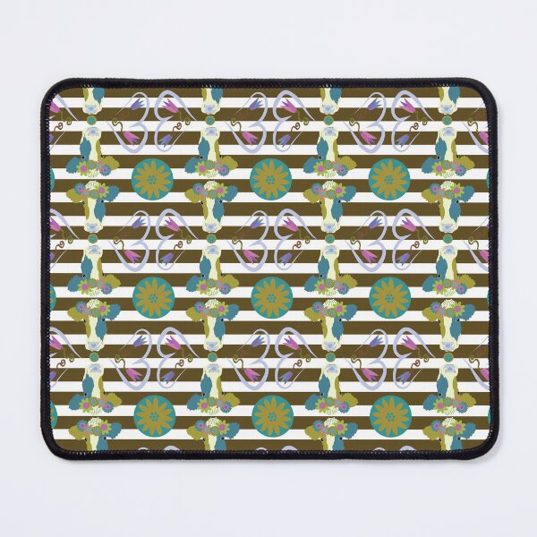 Item preview, Happy Holstein Olive & Teal Duo on Brown Horizontal Stripe designed and sold by Digitalmyth's Designs.