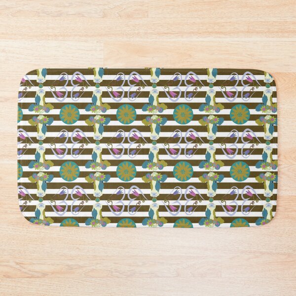 Item preview, Happy Holstein Olive & Teal Duo on Brown Horizontal Stripe designed and sold by Digitalmyth's Designs.