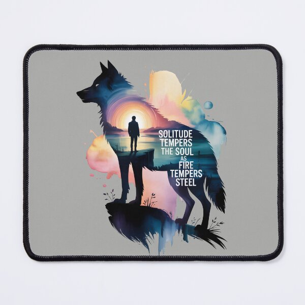 Item preview, Wolf Double Exposure Solitude Quote Art designed and sold by Christomized.