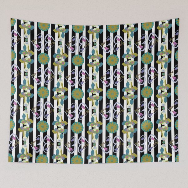 Item preview, Happy Holstein Olive & Teal Duo on Black Vertical Stripe designed and sold by Digitalmyth's Designs.