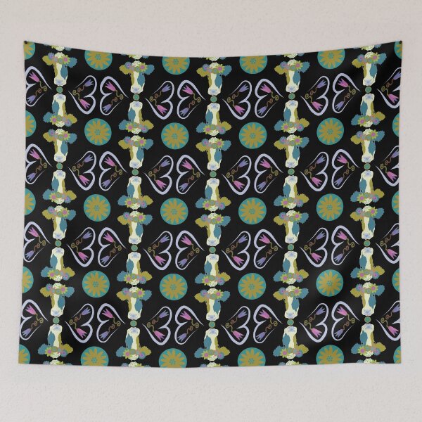 Item preview, Happy Holstein Olive & Teal Duo on Black designed and sold by Digitalmyth's Designs.