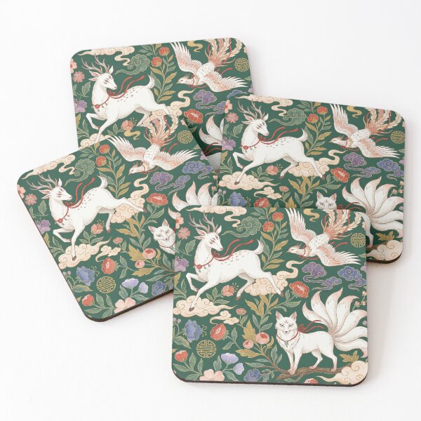 Item preview, Asian Folklore Mythical Beasts Kitsune Deer Phoenix Pattern designed and sold by zzz888.
