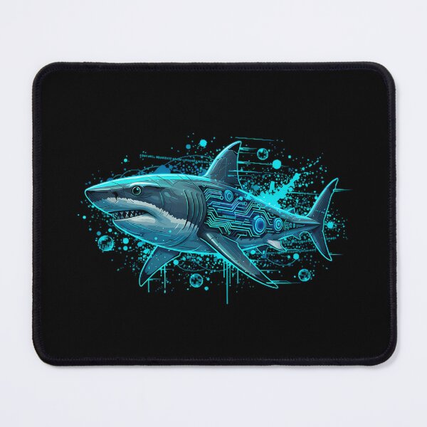 Item preview, Cyber Shark - Neon Data Stream & Metal Fins designed and sold by ImpactVibe.