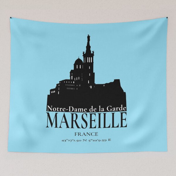 Item preview, Notre-Dame de la Garde Marseille, Minimalist French City Art, La Bonne Mère designed and sold by Bobraiis.
