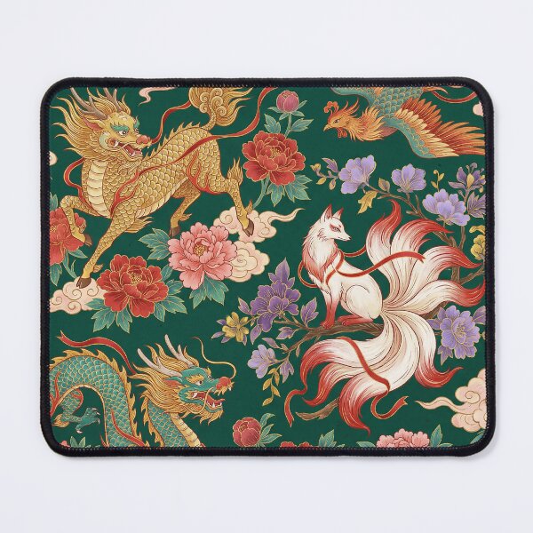 Item preview, Legendary Asian Beasts Dragon Qilin Phoenix Kitsune Pattern designed and sold by zzz888.