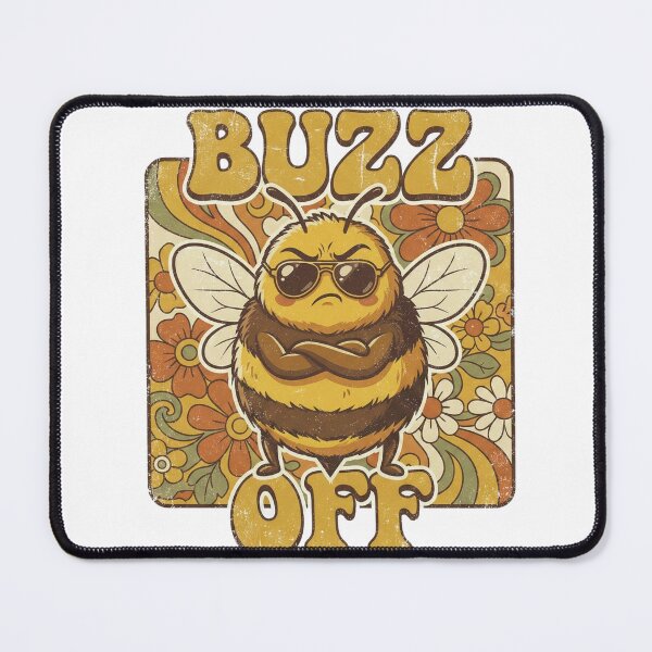 Item preview, Buzz Off Funny Grumpy Bee Retro Vintage 70s Sticker designed and sold by Pingi-shop.