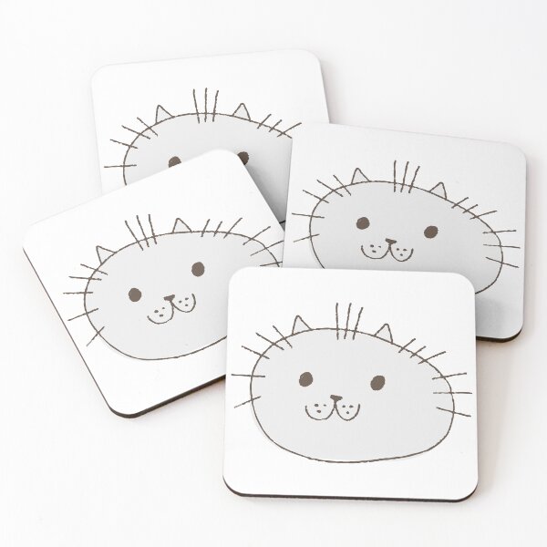 Item preview, Cute Silly White Cat Face, Hand Drawn designed and sold by FourAcreFarm.
