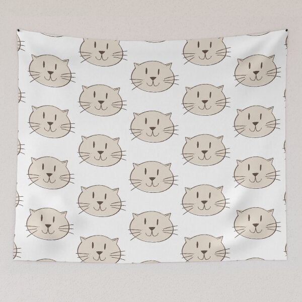 Item preview, Cute Beige Cartoon Cat Face, Hand Drawn designed and sold by FourAcreFarm.