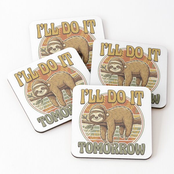 Item preview, I'll Do It Tomorrow Funny Sloth Procrastination Retro Vintage 70s Sticker designed and sold by Pingi-shop.