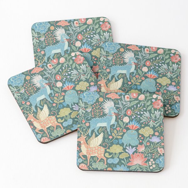 Item preview, Whimsical Folk Art Mythical Creatures Garden Pattern designed and sold by zzz888.