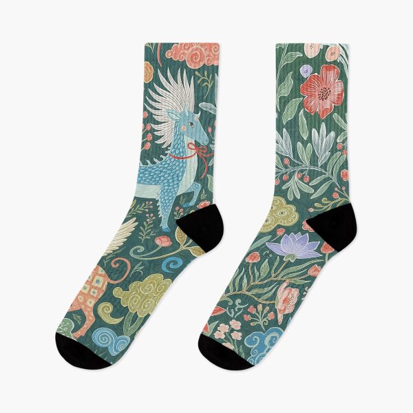 Item preview, Whimsical Folk Art Mythical Creatures Garden Pattern designed and sold by zzz888.
