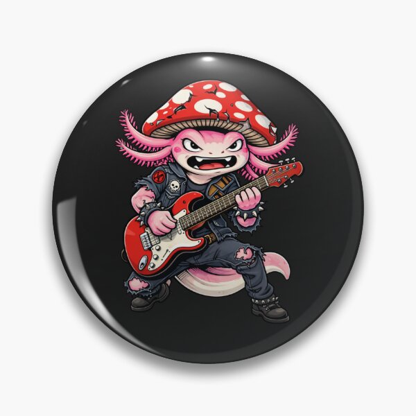 Item preview, Punk Rock Axolotl Guitarist – Rebellious Mushroom Hat Illustration designed and sold by ColorSplash123.