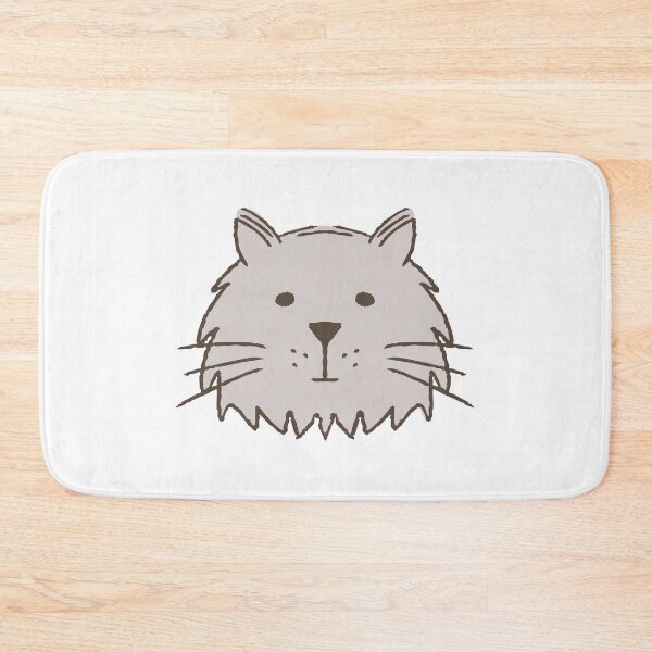 Item preview, Cute Long-Haired Gray Cat Face, Hand Drawn designed and sold by FourAcreFarm.