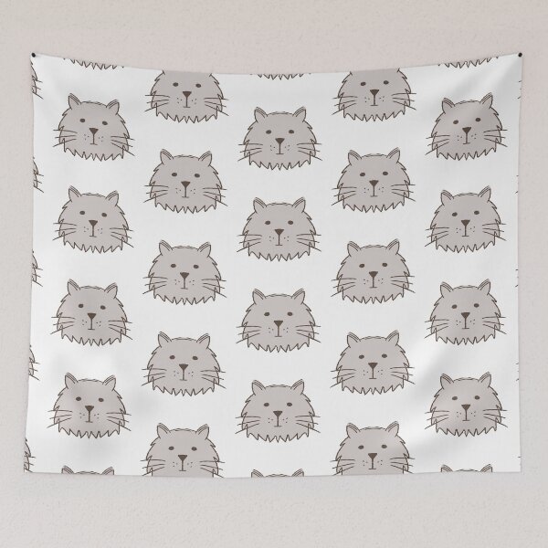 Item preview, Cute Long-Haired Gray Cat Face, Hand Drawn designed and sold by FourAcreFarm.