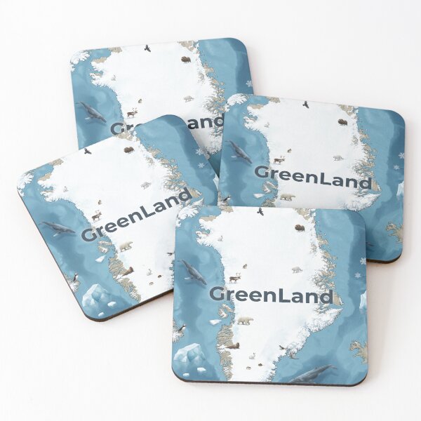 Item preview, Illustrated Greenland Map with Arctic Wildlife Animals designed and sold by DGtaLrtcom.