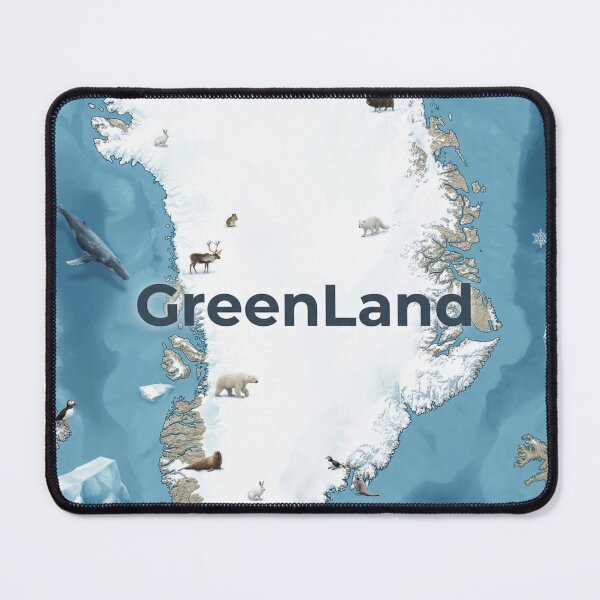 Item preview, Illustrated Greenland Map with Arctic Wildlife Animals designed and sold by DGtaLrtcom.