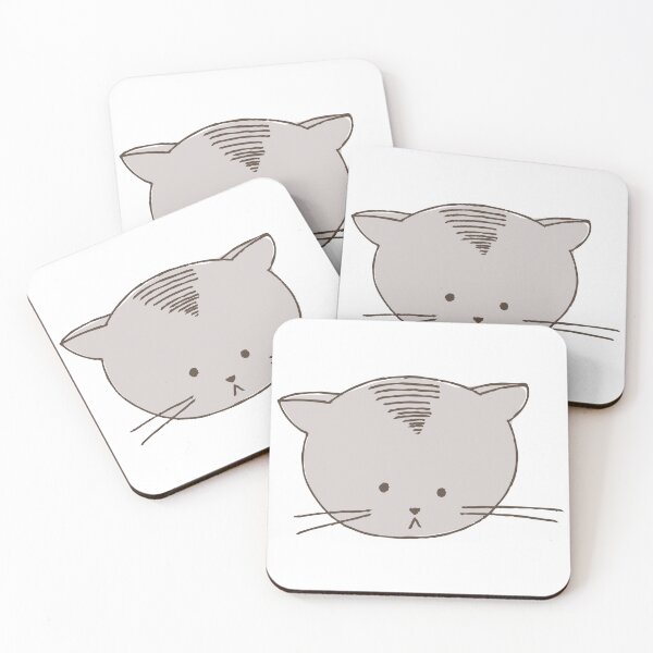 Item preview, Cute Dazed Gray Kitten Face, Hand Drawn designed and sold by FourAcreFarm.