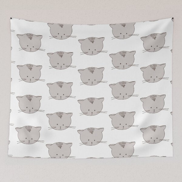 Item preview, Cute Dazed Gray Kitten Face, Hand Drawn designed and sold by FourAcreFarm.