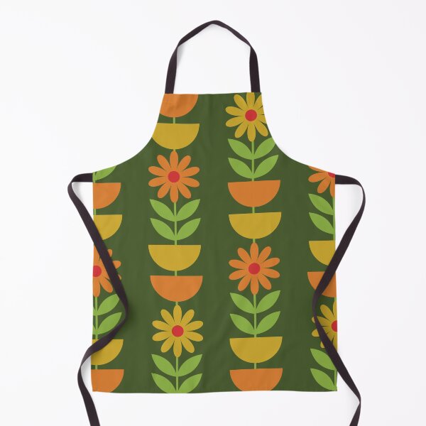 Item preview, Copy of Retro Mid Mod Flowers Pattern with half circles in orange and mustard yellow designed and sold by Yasminepatterns .