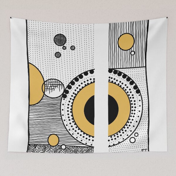 Item preview, Modern doodle in yellow and black designed and sold by kreativeadern.
