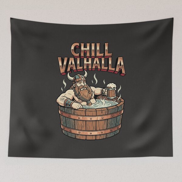 Item preview, Chill Valhalla: Viking Spa Day & Beer Mug Illustration designed and sold by AwesomeBeyondLimits.