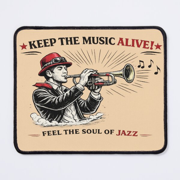 Item preview, Vintage Jazz Trumpet Player Line Art – Red Hat AI Illustration designed and sold by Cleora Art .