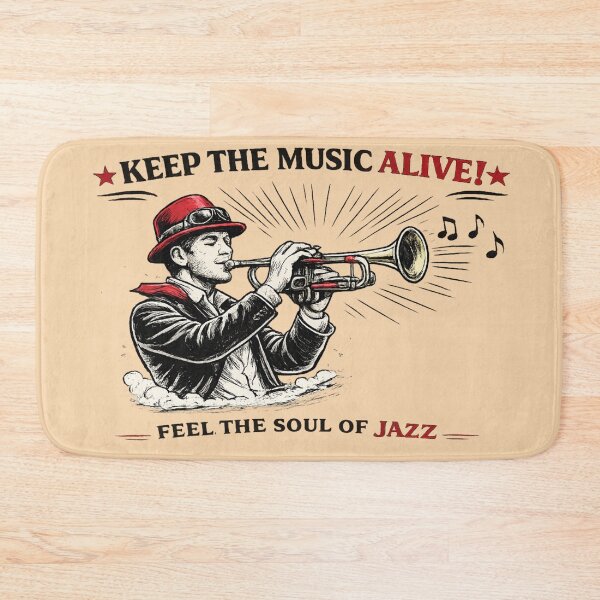 Item preview, Vintage Jazz Trumpet Player Line Art – Red Hat AI Illustration designed and sold by Cleora Art .