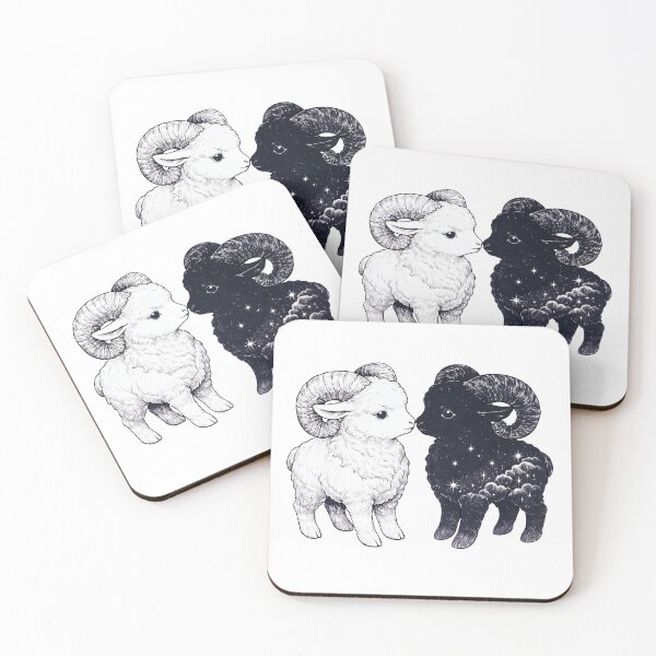 Item preview, Yin Yang Ram Illustration – Light and Dark Sheep Art designed and sold by Senkov.