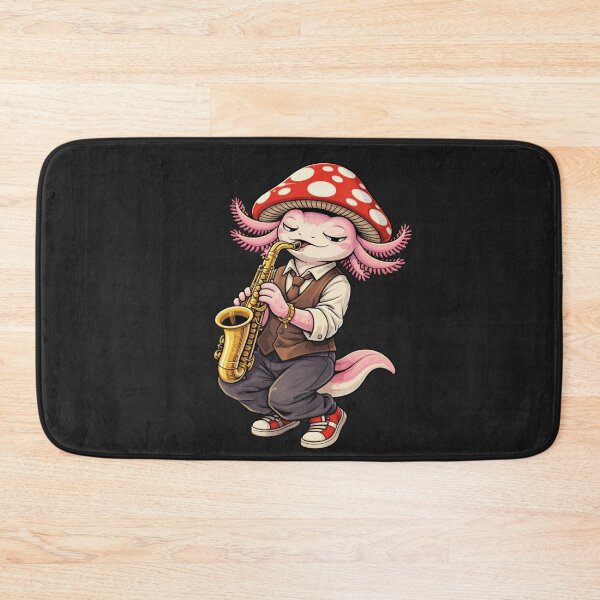 Item preview, Cool Jazz Axolotl Playing Saxophone – Vintage Mushroom Hat Illustration designed and sold by ColorSplash123.