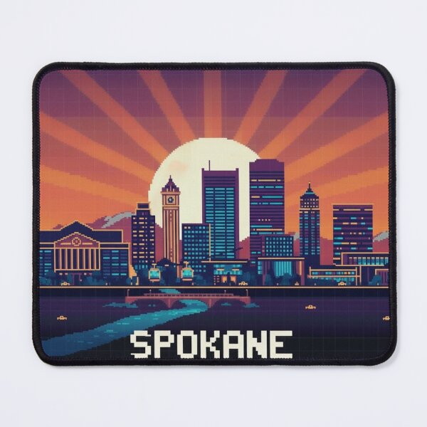 Item preview, Pixel Art Spokane Skyline designed and sold by Potato Quality Prints.