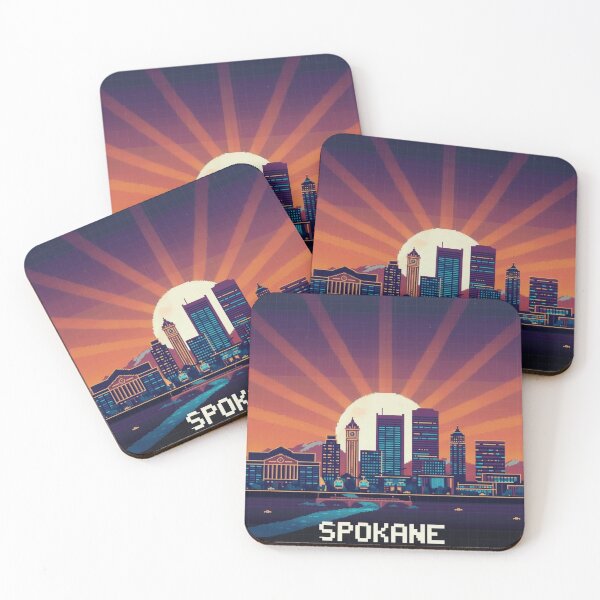 Item preview, Pixel Art Spokane Skyline designed and sold by Potato Quality Prints.