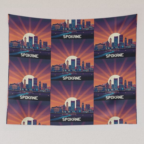 Item preview, Pixel Art Spokane Skyline designed and sold by Potato Quality Prints.