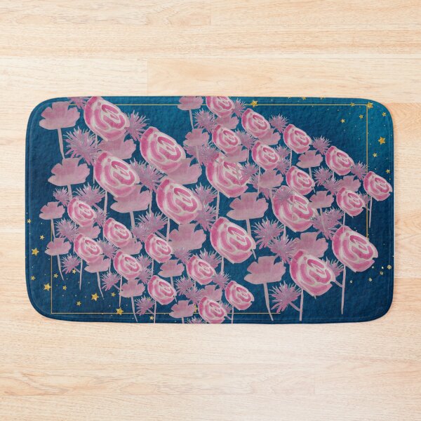 Item preview, Wildflowers and Roses on Night Blue Sky, hand painted watercolor rose pattern, Valentine's designed and sold by Uplifting Vib'n Design and Decor .