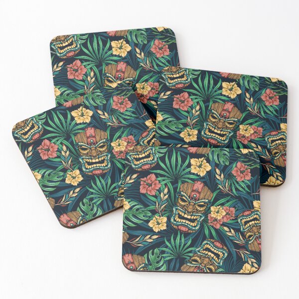 Item preview, Hawaiian Tropical Plants, Tiki Idols & Hibiscus Floral  designed and sold by RetroMaggie.