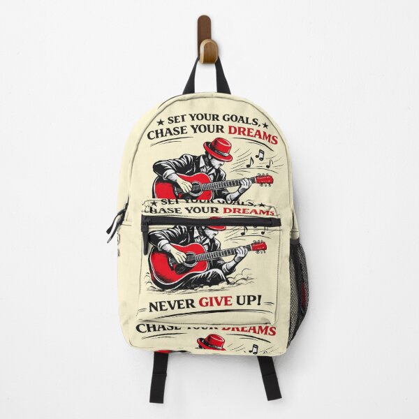 Item preview, AI Generated Vintage Guitar Player Line Art – Red Hat & Red Guitar Motivational Quote Design designed and sold by Cleora Art .