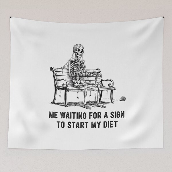 Item preview, Waiting for a Sign Skeleton" หรือ "The Ultimate Diet Procrastinator designed and sold by DisignByPrince.