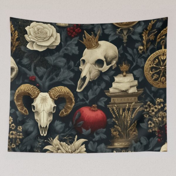 Item preview, Gothic Tarot Art, Skull and Roses, Occult Wall Decor, Memento Mori Print, Dark Romanticism, Altar Decoration, Spiritual Image designed and sold by casaloomaria.