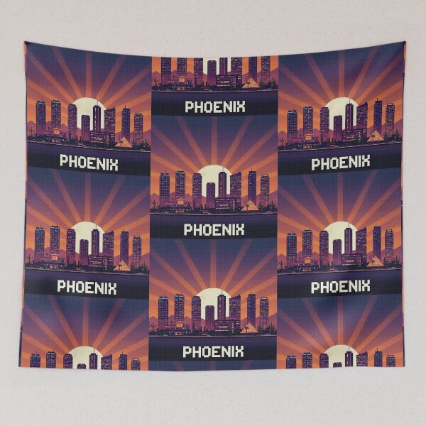 Item preview, Pixel Art Phoenix Skyline designed and sold by Potato Quality Prints.