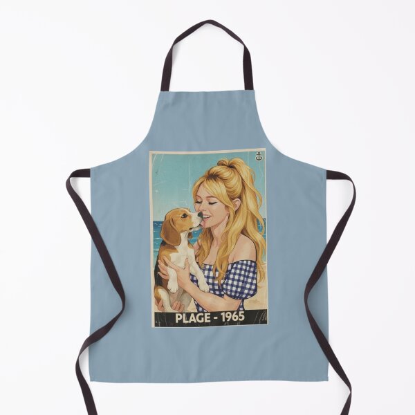 Item preview, Plage 1965 - Vintage Beach Girl with Beagle Dog Retro Poster Art designed and sold by SammyMorry.