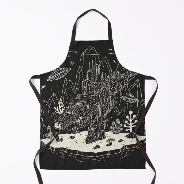 Item preview, Cosmic Outpost Floating Island Retro Sci-Fi Line Art designed and sold by zzz888.