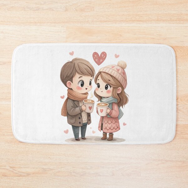 Item preview, Cute Coffee Couple Valentine Illustration Romantic Winter Love Art designed and sold by Lulunza.