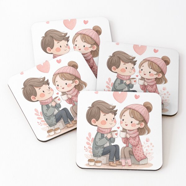 Item preview, Adorable Couple Drinking Coffee Romantic Cute Valentine Design designed and sold by Lulunza.