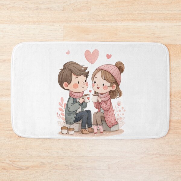 Item preview, Adorable Couple Drinking Coffee Romantic Cute Valentine Design designed and sold by Lulunza.