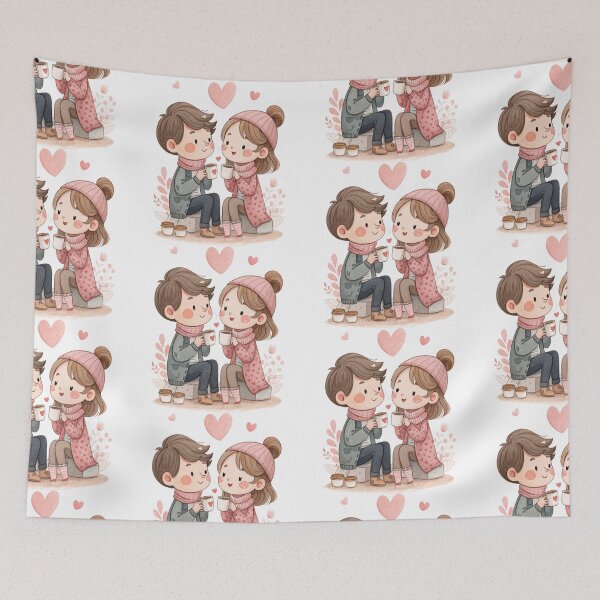 Item preview, Adorable Couple Drinking Coffee Romantic Cute Valentine Design designed and sold by Lulunza.