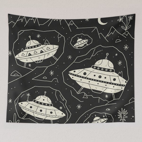 Item preview, Underground UFO Fleet Hollow Earth Secret Base Line Art designed and sold by zzz888.