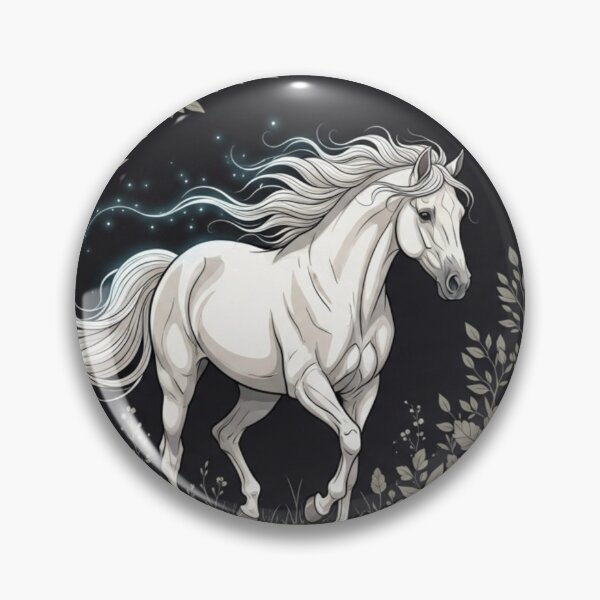 Item preview, Mystical White Horse in Enchanted Night Forest Illustration designed and sold by soletstudio.