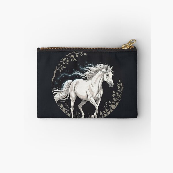 Item preview, Mystical White Horse in Enchanted Night Forest Illustration designed and sold by soletstudio.